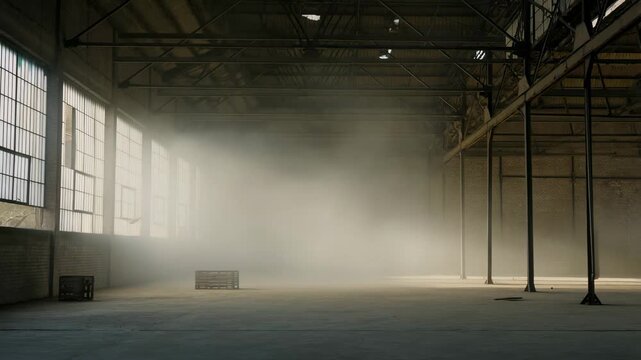 Sunlight and dust dance in an abandoned warehouse
