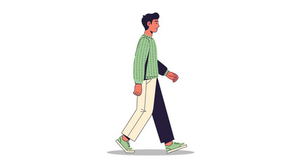 Fototapeta premium Stylish young man walking with casual outfit on a white background