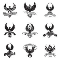 Sharp Detailed Phoenix Rising High Contrast Tracing Art Vector