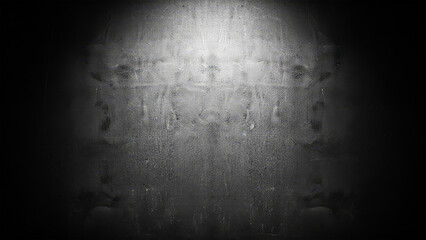 A monochrome image of a textured surface with a central spotlight effect, creating a dramatic contrast, Landscape, viewed from directly above