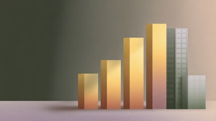 Modern abstract representation of business growth with colorful geometric bars and structure against a soft gradient backdrop for visual impact