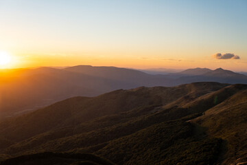 Sunset in the Bieszczady Mountains 