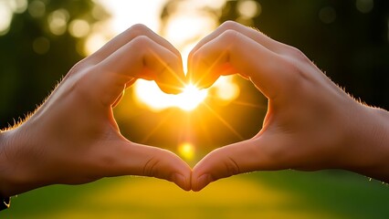 Hands Forming Heart with Sun