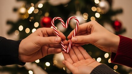 Hands Holding Candy Cane Heart