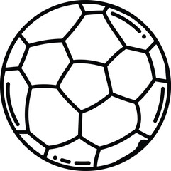 Obraz premium A simple black and white line art illustration of a classic soccer ball, ideal for sports-themed designs, game graphics, or athletic motifs, symbolizing play, competition, and teamwork