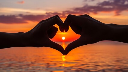 Sunset Hands Heart Shape