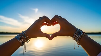 Sunset Hands Heart Shape