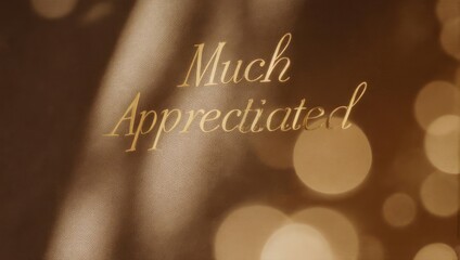 Elegant Script Text Much Appreciated with Bokeh Lights.