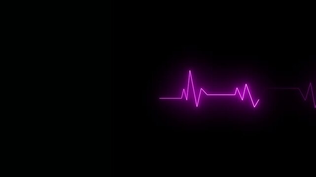 Futuristic digital heartbeat and health plus icon glowing animation