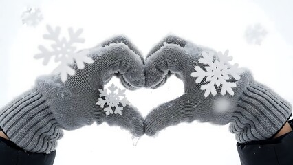 Winter Heart Snowflakes Gloves