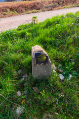 the memorial stone of the Camino de Santiago near Cirauqui in Spain