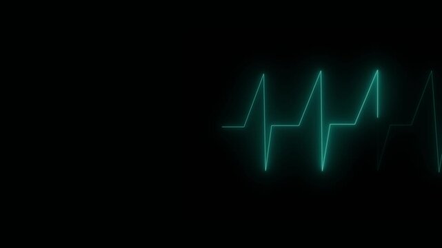 High resolution neon ecg heart rate pulse animated medical display