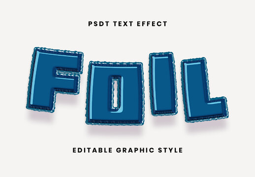 Blue Foil Balloon Festive Party Text Effect Inflated Font