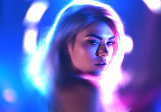 Blue And Pink Light Trails Motion Photo Effect