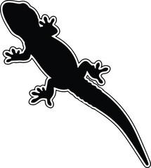 Obraz premium Silhouette gecko reptile crawling isolated on white background Vector Illustration
