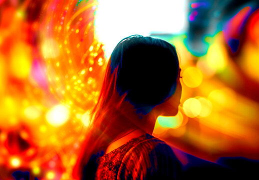 Orange And Black Light Trails Motion Photo Effect