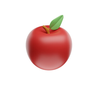 3D Red Apple Icon &ndash; Fresh Fruit Minimal Illustration