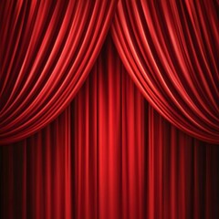 Fototapeta premium Elegant crimson stage curtain with luxurious folds for theatrical presentations