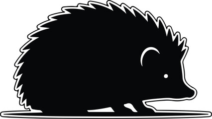 Silhouette Cute Wild Hedgehog Animal Side Profile Minimalist Black Icon Vector Illustration