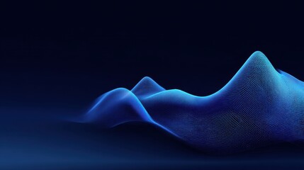 Abstract digital landscape with flowing wave patterns in blue tones representing technology and innovation against a dark background