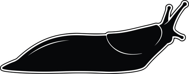 Silhouette of a slug with antennae on white background Vector Illustration