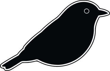 Silhouette of a small bird perched facing right Vector Illustration