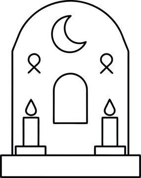 crip time departure shrine line art vector illustration on transparent background