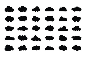 Set of cartoon cloud in a flat design . set of vector illustrations of clumpy clouds, cloud bubbles in flat style  . eps 10