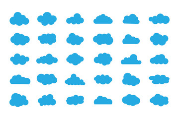 Obraz premium Set of cartoon cloud in a flat design . set of vector illustrations of clumpy clouds, cloud bubbles in flat style . eps 10