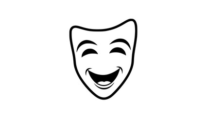 Joyful mask black white icon 
