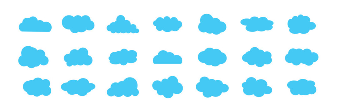 set of vector illustrations of clumpy clouds . weather cloud black icons sky clouds set . eps 10