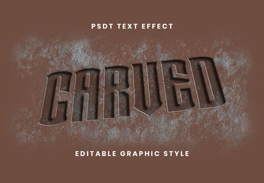 Brown And Red Carved Burned Metal Text Effect Embossed Grunge Font