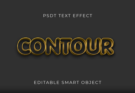 Golden Contour 3D Text Effect Outline Metallic Font