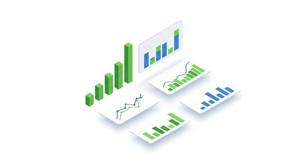Isometric Business Analytics Data Visualization