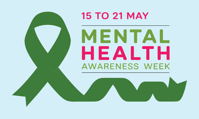 national mental health awareness week, may is mental health awareness week, vector template for banner, greeting card, poster with background, promoting mental well-being, support, mindfulness.