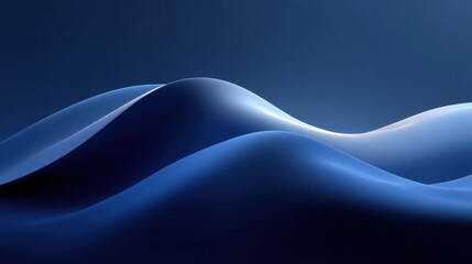Abstract blue waves creating a serene and soothing landscape, highlighting smooth curves and gradients under soft lighting for artistic impression