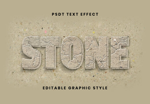 Beige Carved Stone Text Effect Cracked Cement 3D Font