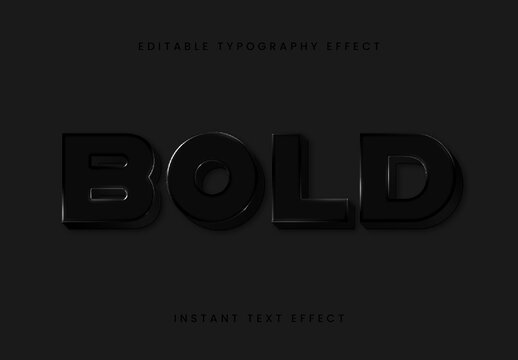 Black 3D Text Effect Bold Luxury Font