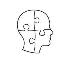 Obraz premium Human Head Silhouette Made of Puzzle Pieces