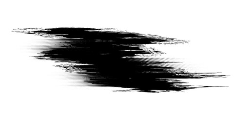 Distorted grunge layer error. Noise destroys texture. Vector trendy deformed glitch shape