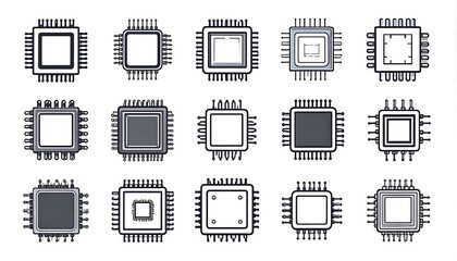 Various computer processor chip illustrations