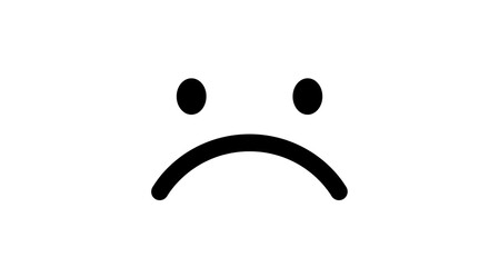 Minimal sad face icon with frown expressing disappointment unhappiness and negative emotion