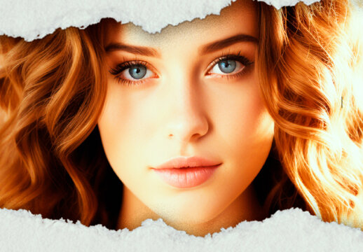 Orange And White Torn Paper Collage Photo Effect