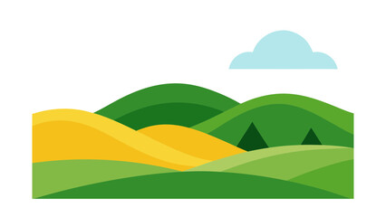 Obraz premium flat rolling hills scenery simple geometric shape for web and graphic design
