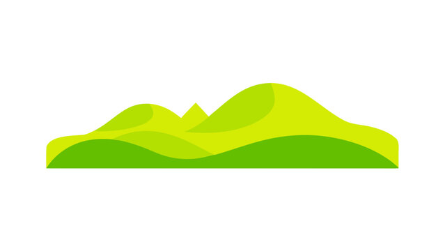 flat topped mesa style hills in a bright lime gree for web and graphic design