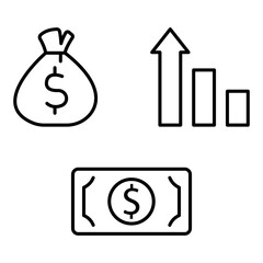 Business and Finance Icon Set Vector Line Art Design Template