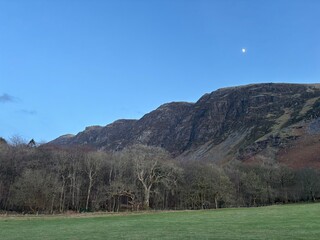Fototapeta premium Moon over the Wasdale screes