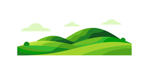Obraz premium minimal green countryside hills flat art white b for web and graphic design