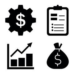 Business and Finance Icon Set Vector Design Glyph Template
