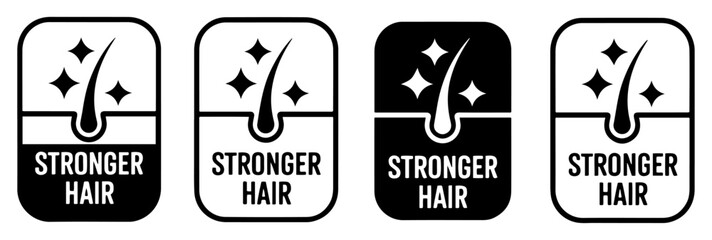 strong healthy hair care icon set